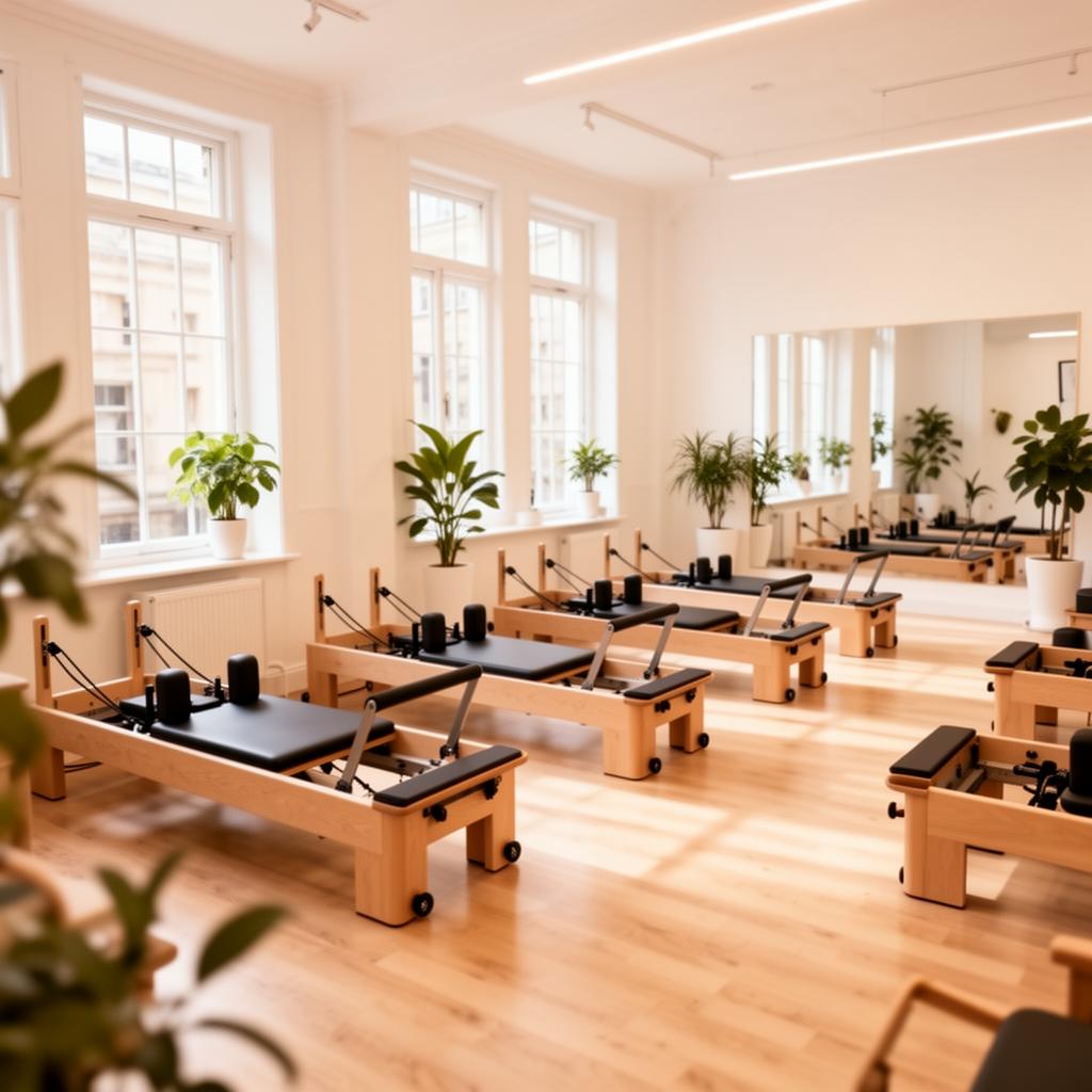 Boutique reformer Pilates studio atmosphere